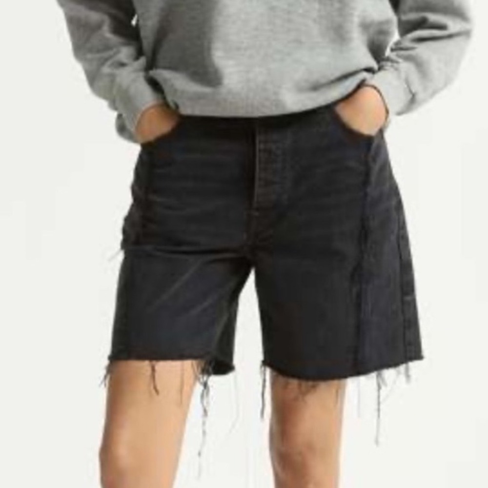 DALA 31 Partner Short Hurricane‎ Black Organic Cotton Denim Raw Hem Shorts NEW